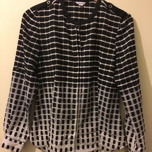 Calvin Klein geometric button down blouse